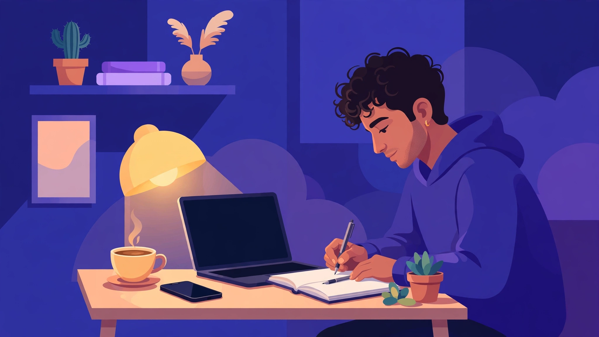Ilustración de la persona detrás de AppsIA Fácil trabajando en su escritorio